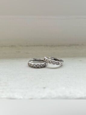 Sterling Silver CZ Pavé Huggie Earrings